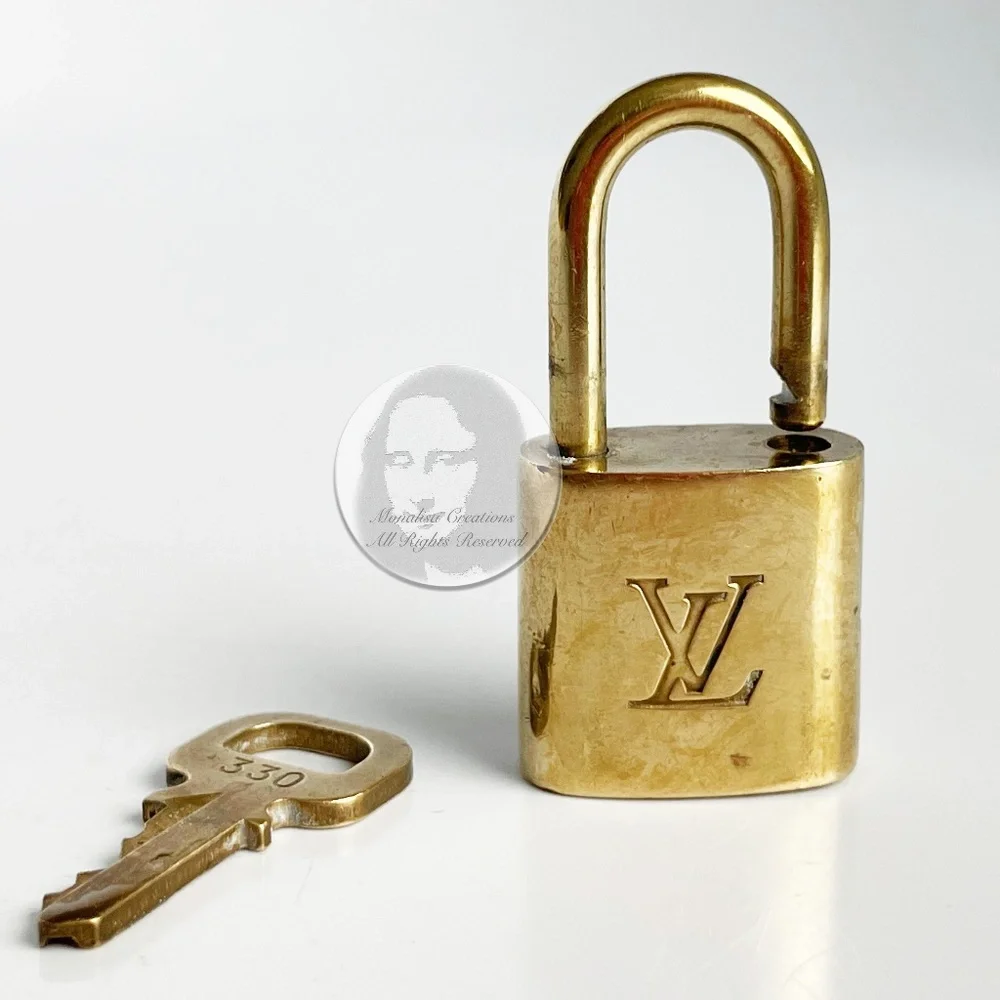 Vintage Louis Vuitton Lock & Key Small Brass Bag or Luggage Lock LV Logo